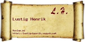 Lustig Henrik névjegykártya